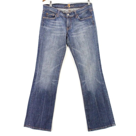 7 For All Kind Bootcut Jeans Womens Blue Denim Medium Washed Cotton Size 28 Y2k - Picture 1 of 11